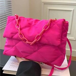 Stylish Pink Quilted Chain Bag